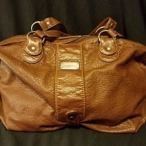 Brown Faux Leather Shoulder Bag